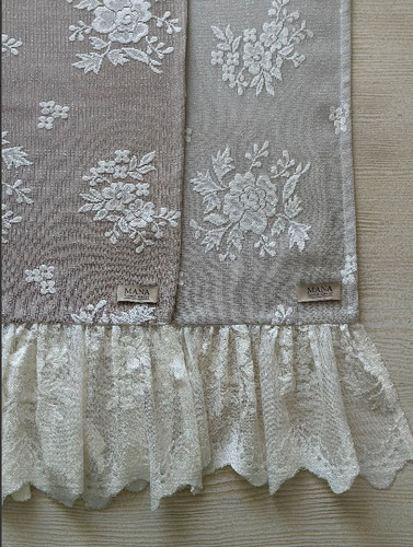 رانر دانتل دو لایه ترک رنگ قهوهای روشن