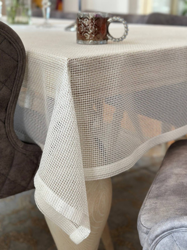 رومیزی تور ترک سفید شایندار