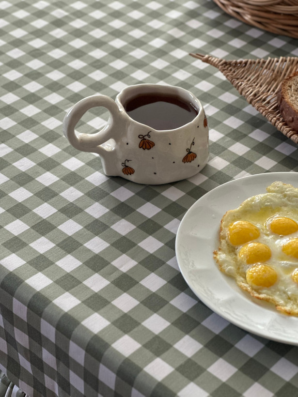 رومیزی چهار خونه سبز تیره